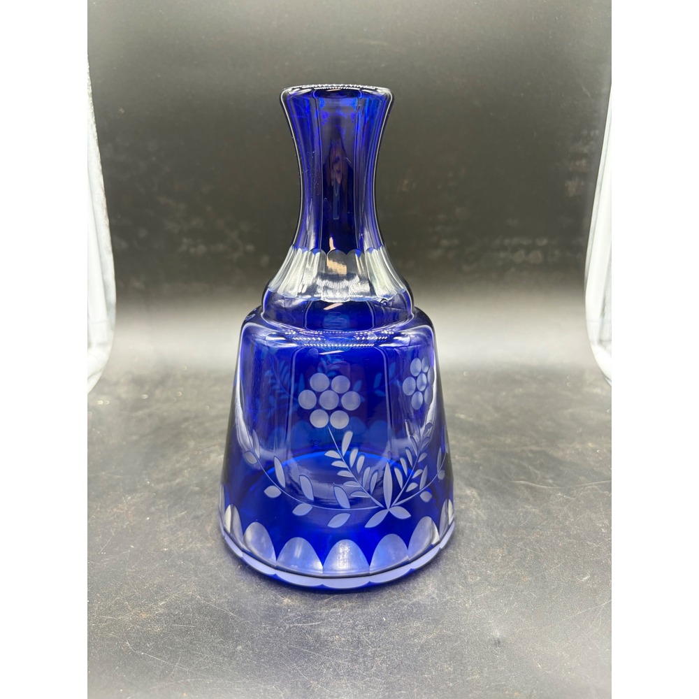 Vintage‎ Cobalt Blue Bohemian Cut Glss Carafe